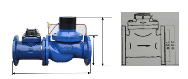 大口径IC卡智能水表外形尺寸图